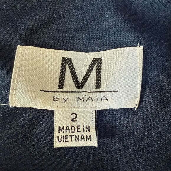 M by Maia Navy/White Stretch Sequin Polka Dot Exposed Back Zipper Sheath Dress 2 - Picture 5 of 9